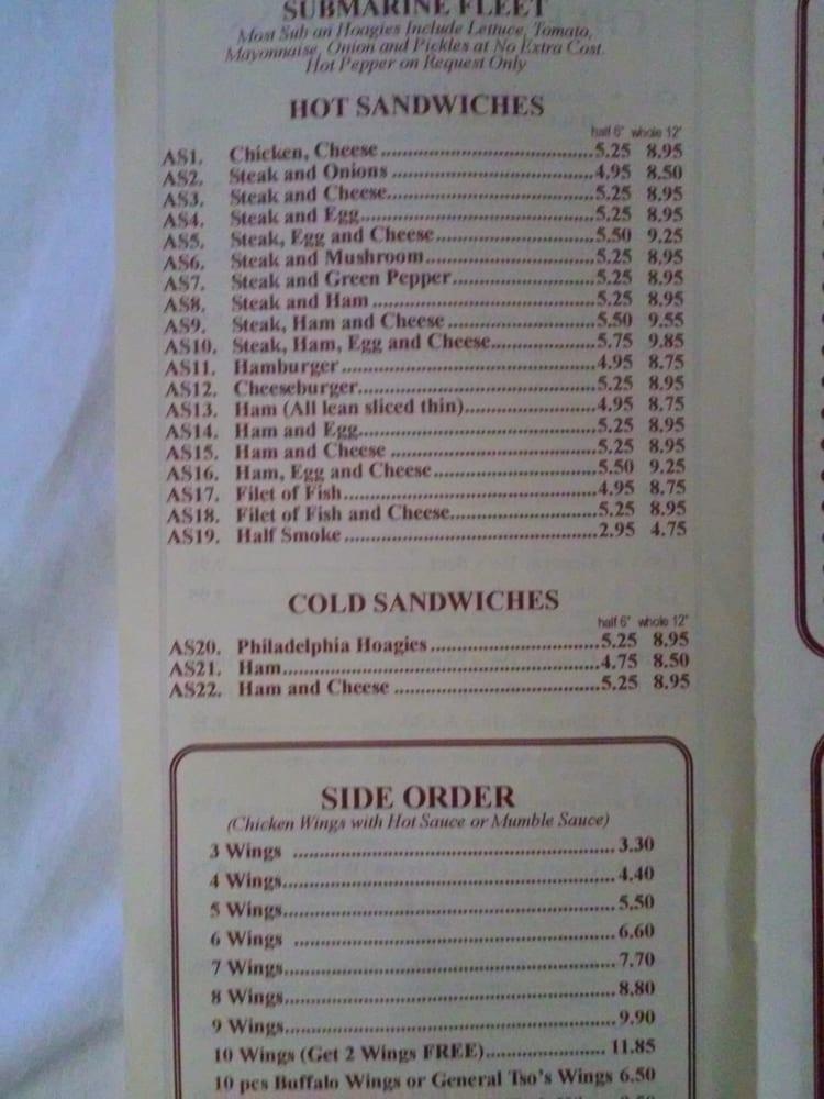 Menu at Hunan China restaurant, Largo