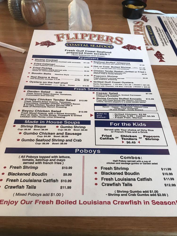 Menu At Flippers Coastal Seafood Restaurant Dickinson 