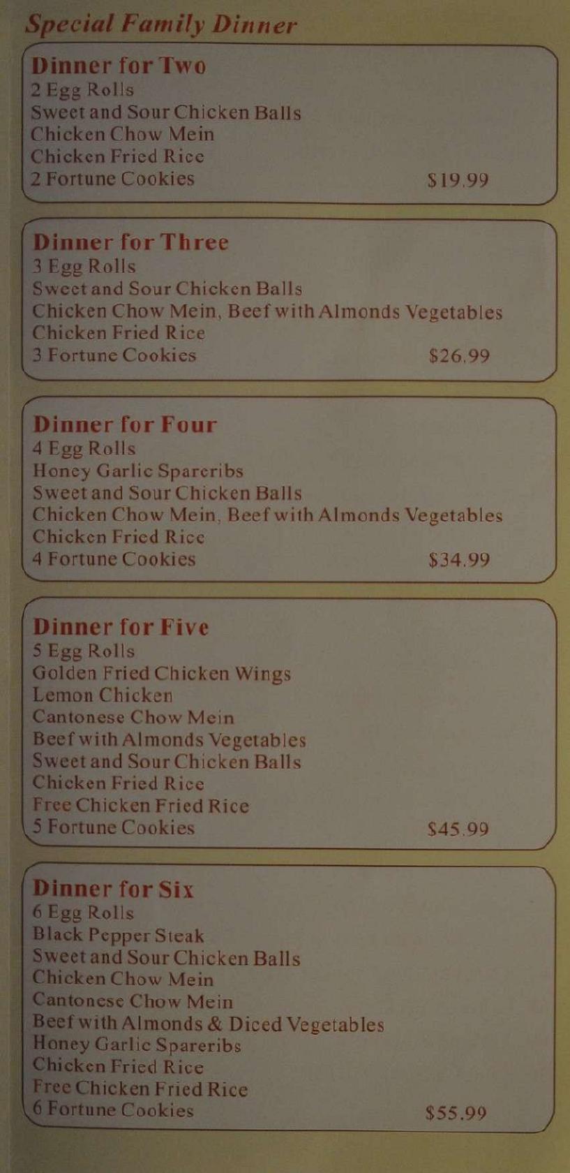 Menu At King Star Oriental Buffet Restaurant Smiths Falls