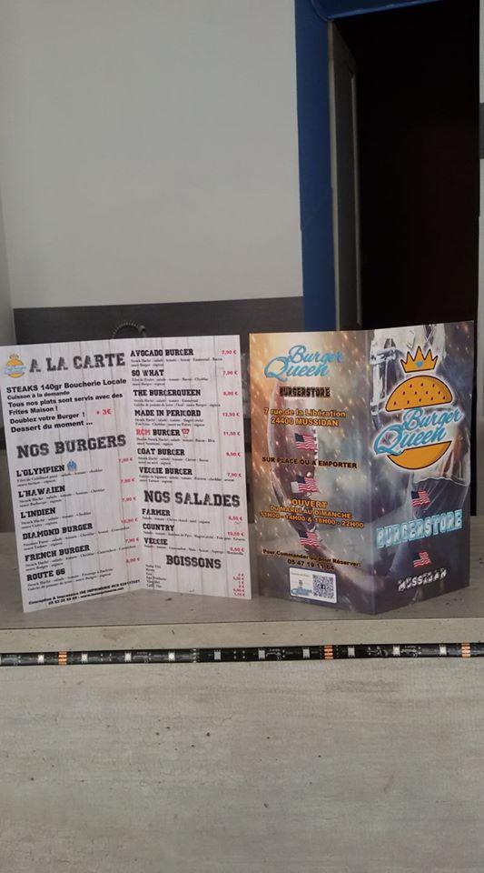 Menu at Burger Queen restaurant, Mussidan