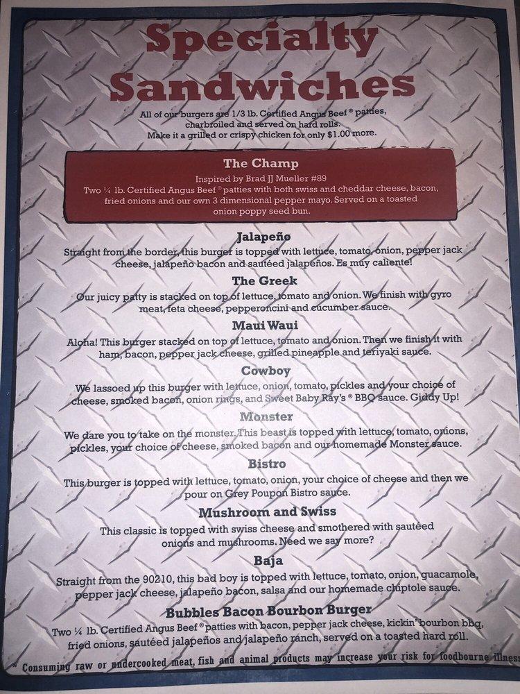 Menu at Greg's Tap pub & bar, Adell
