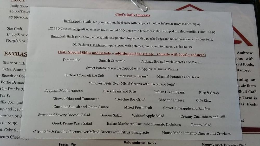Menu at Stono Market and Tomato Shed Cafe, Johns Island