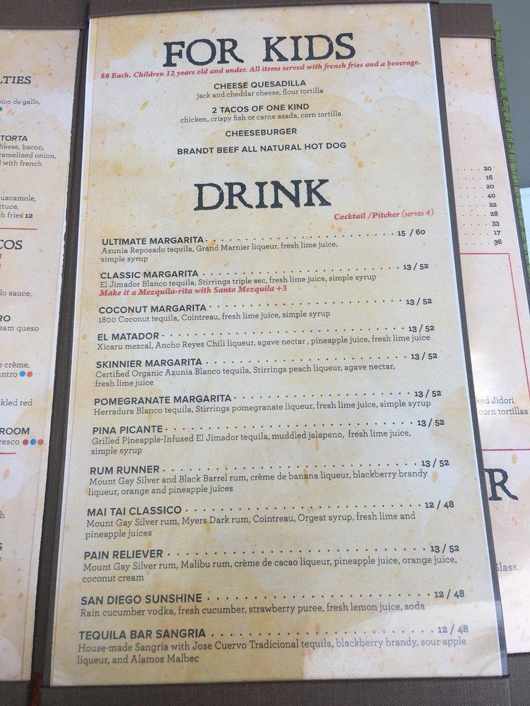 Menu at Tequilla Bar & Grille, San Diego, 333 W Harbor Dr