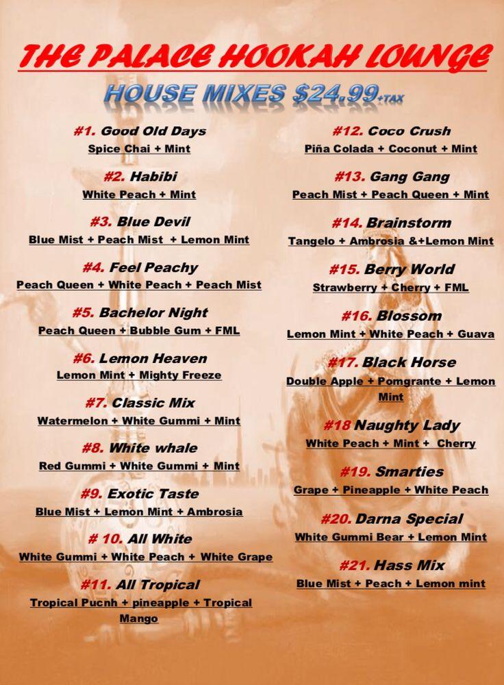 Menu at The Palace Hookah Lounge pub & bar, Sacramento, J St 120