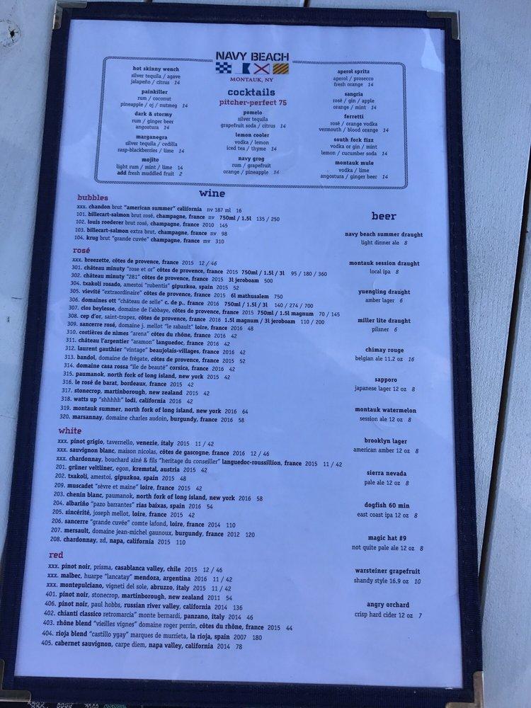 montauk yacht club restaurant menu