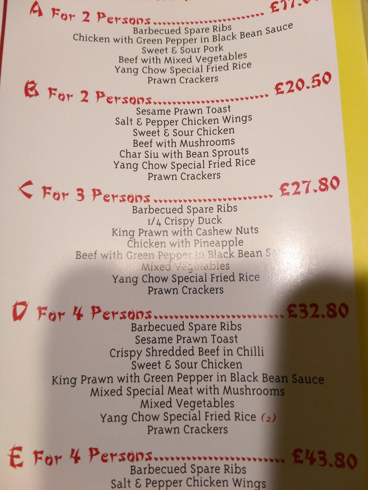 Menu at The Furamar fast food, Blackpool