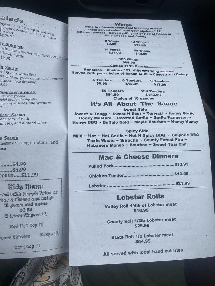 Menu at Big Ricks Burgers & Wings pub & bar, Madawaska