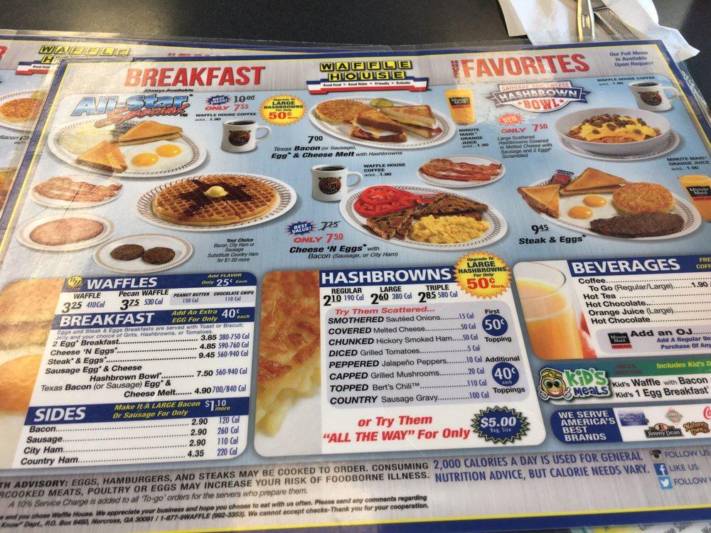 Menu at Waffle House restaurant, Chesapeake, Portsmouth Blvd