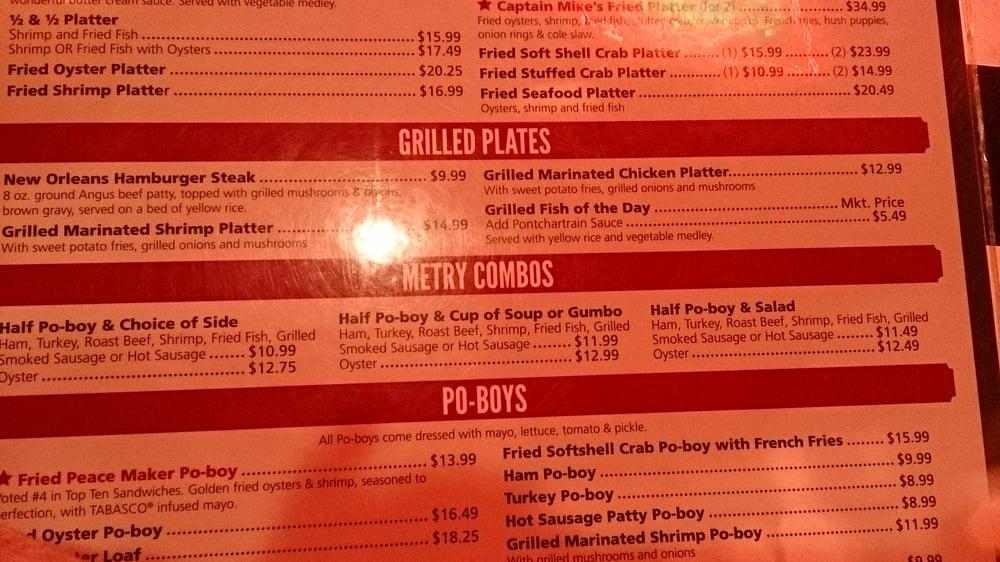 Menu at Acme Oyster House restaurant, Metairie, Veterans Blvd