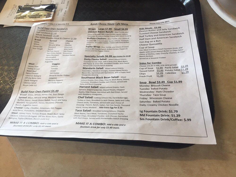 Menu at Amish Cheese House restaurant, Chouteau