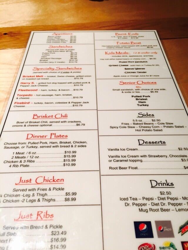 Menu At A Little BBQ Joint, Independence