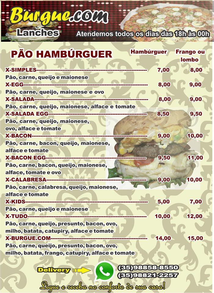 Burger.com cardápio