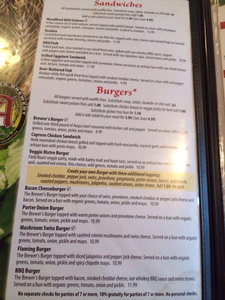 Menu at Rockfish Grill & Anacortes Brewery pizzeria, Anacortes