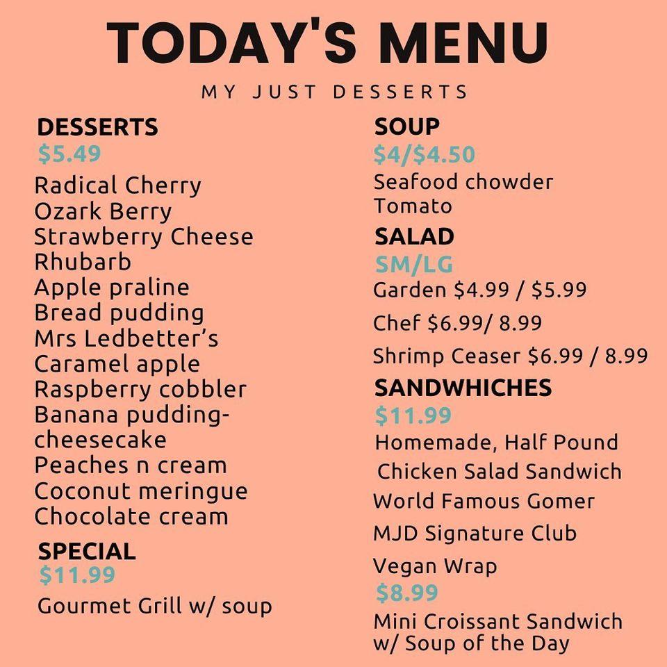 Menu at My Just Desserts Alton, LLC, Alton