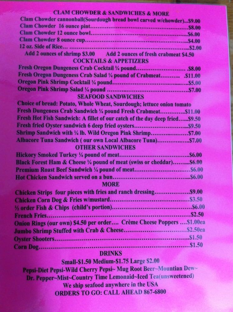 Menu at South Beach Fish Market restaurant, Newport