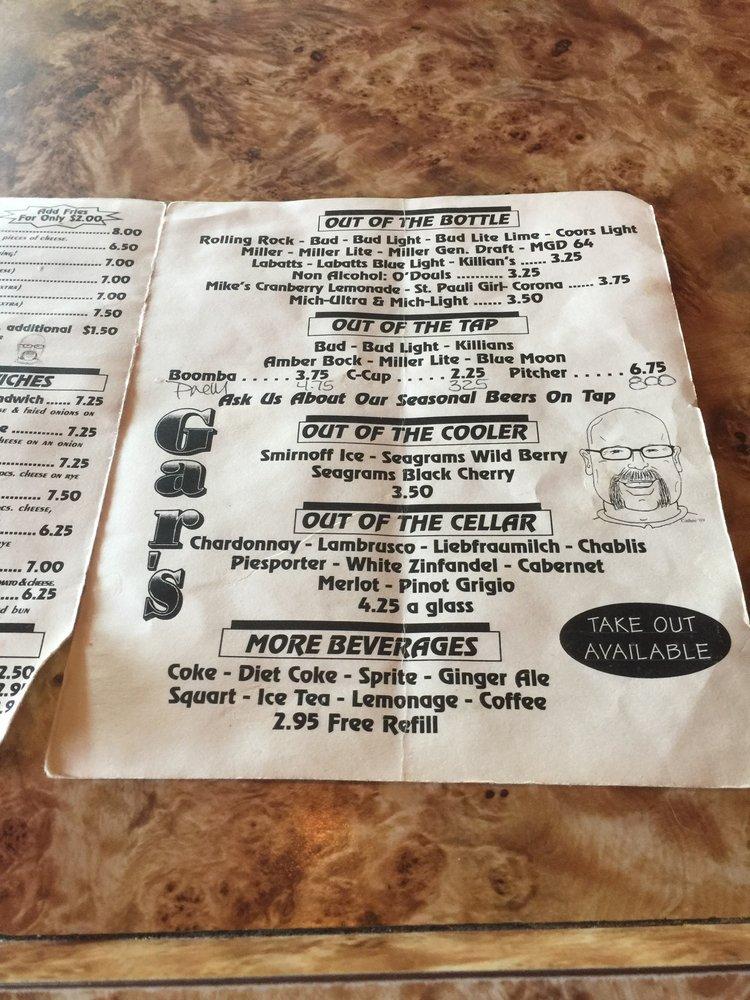 Menu At Gar S Lounge Restaurant Marine City