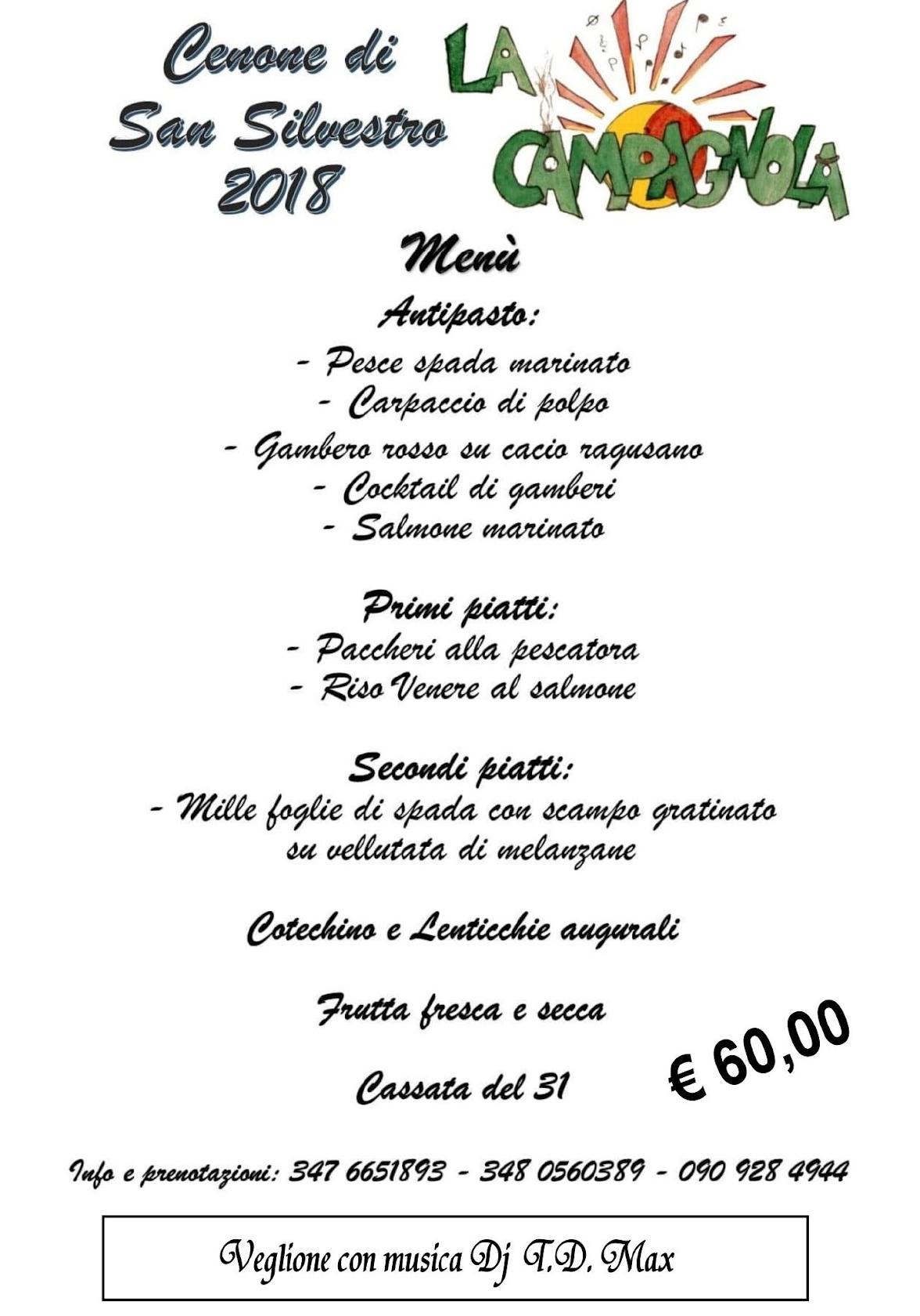 Menu Da La Campagnola Trattoria - Pizzeria, Milazzo, Via Riccardo D'Amico