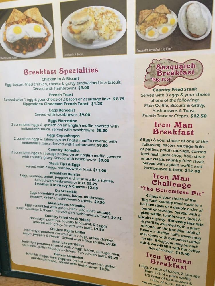 Menu at Waffles Caffe restaurant, Yakima, N 1st St