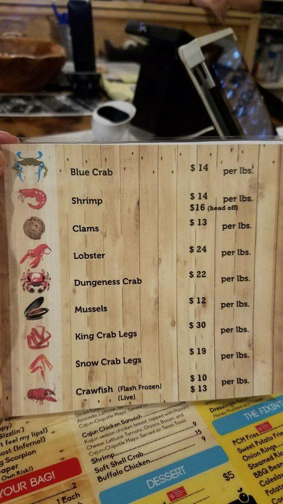 Carta de Angry Crab Shack & BBQ, Tucson