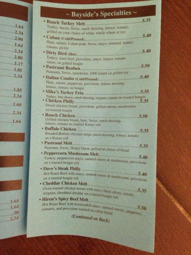 Menu at Bayside Deli Cafe, Tampa, W Courtney Campbell Cswy