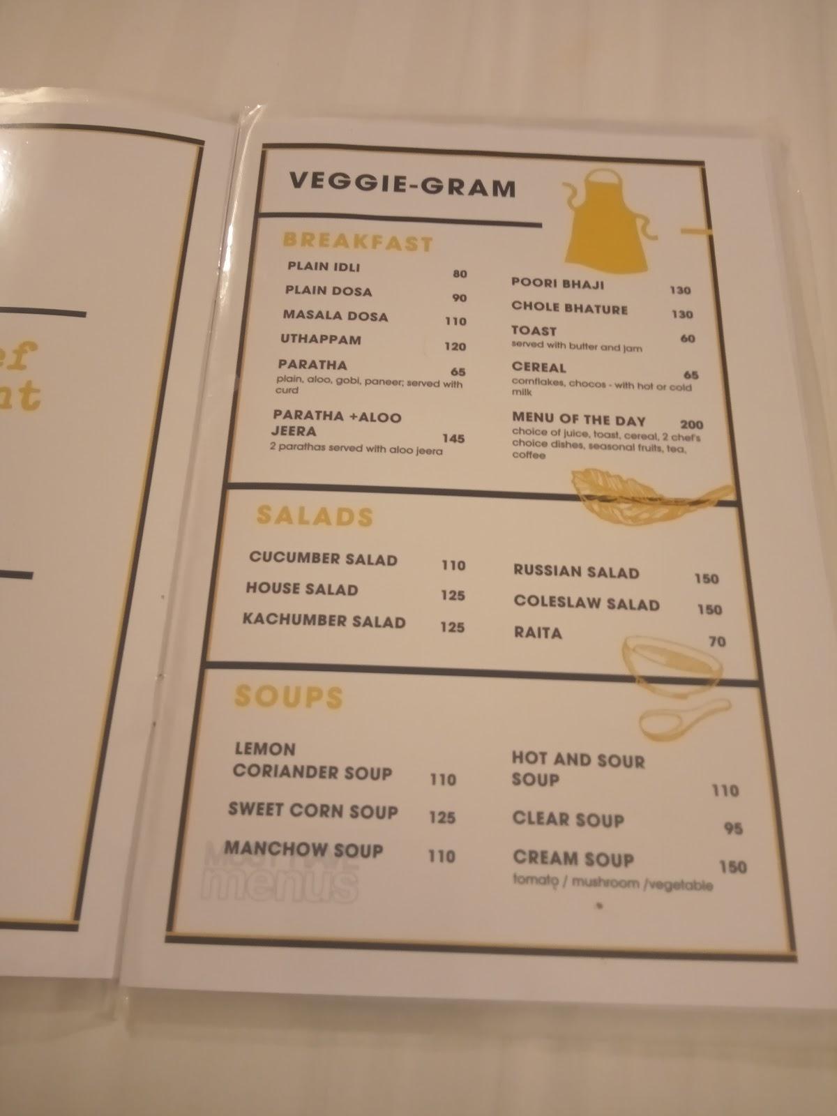 Rasoi (previously VeggieGram) menu