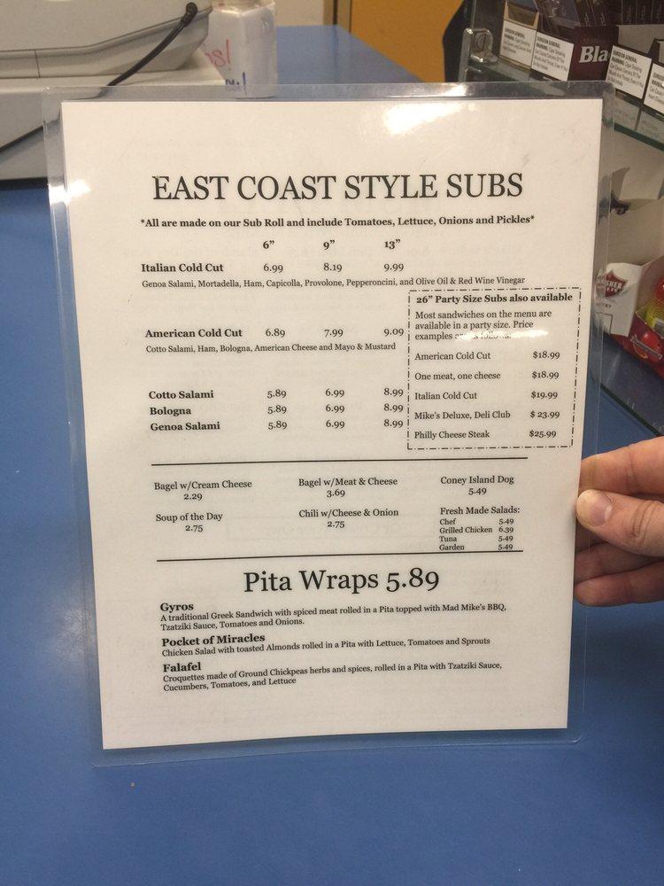Menu at MSM Deli restaurant,