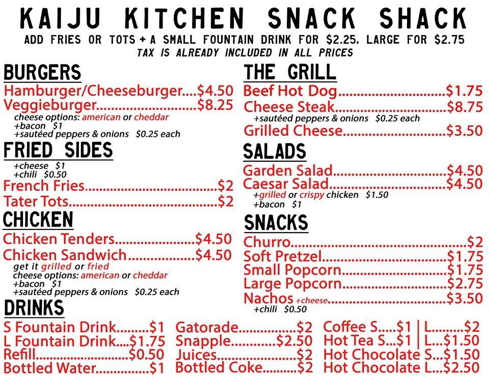 Menu at Snack Bar, Toms River