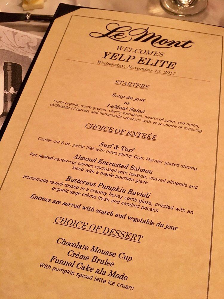 Menu at LeMont Restaurant, Pittsburgh
