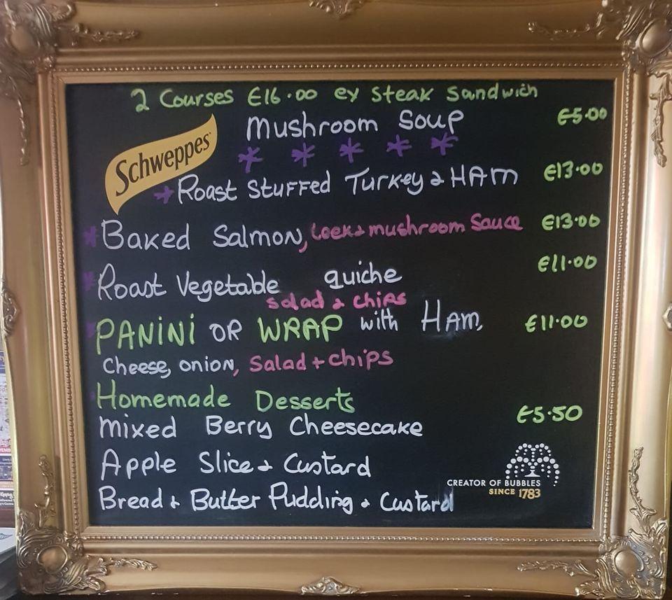 Menu at Noel Ryan's pub & bar, Thurles, 12 Parnell St