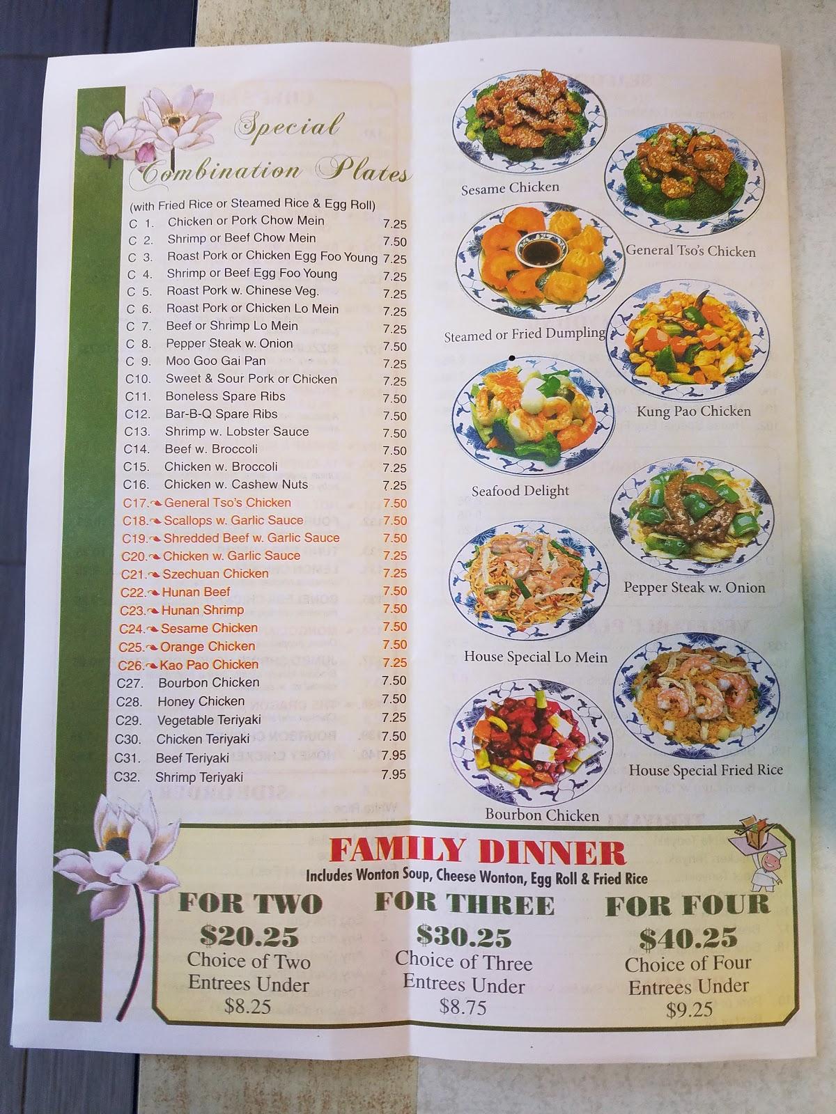 Menu at China Dragon restaurant, Parma