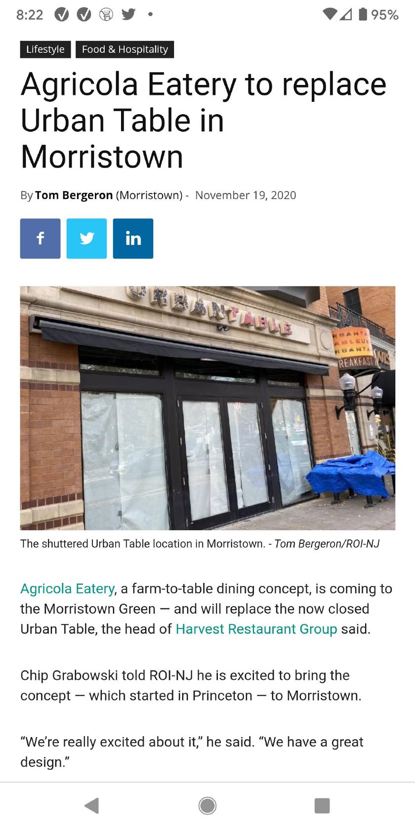 Restaurante Agrícola Eatery, Morristown Carta del restaurante y opiniones