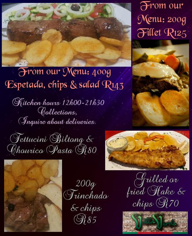 Menu at Villa Verde restaurant, Vanderbijlpark