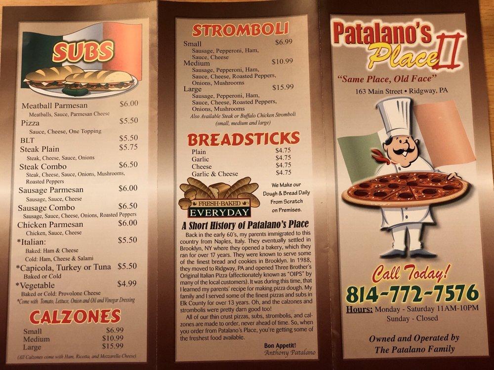 Menu at Paesano Pizza II pizzeria, Ridgway