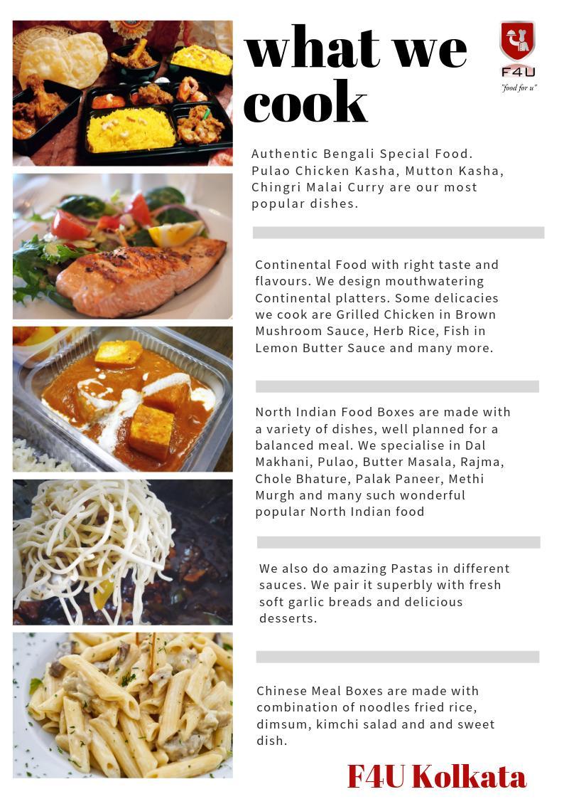 Menu at F4U FOODFORU FRESH FOOD DELIVERY KOLKATA Best Bulk Food