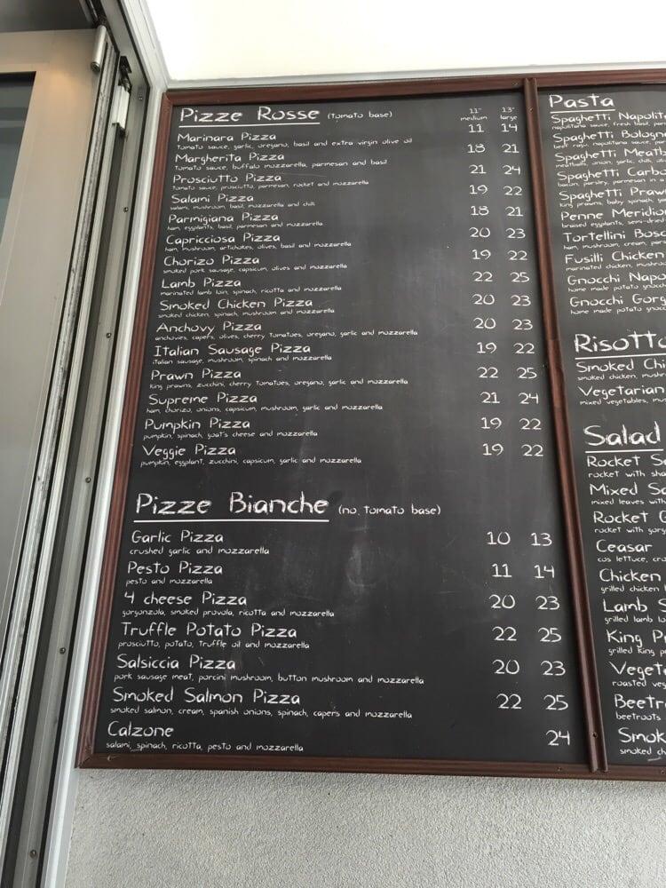 Menu at Kirribilli Woodfire Kitchen pizzeria, Milsons Point