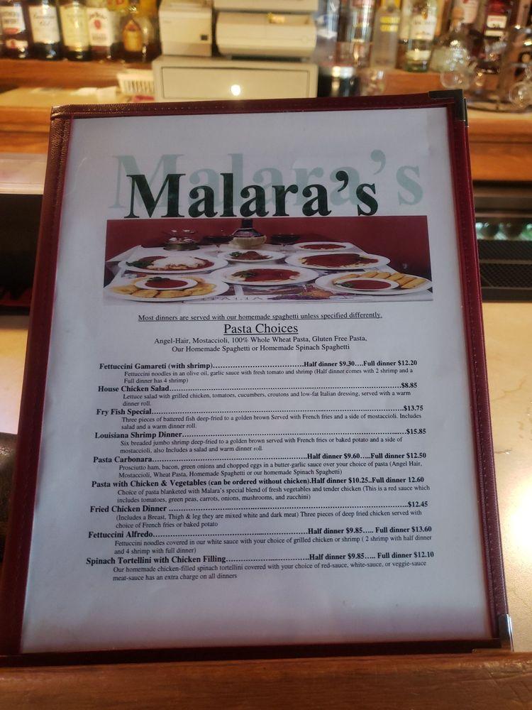 Menu at Malara's Italian Restaurant, Omaha