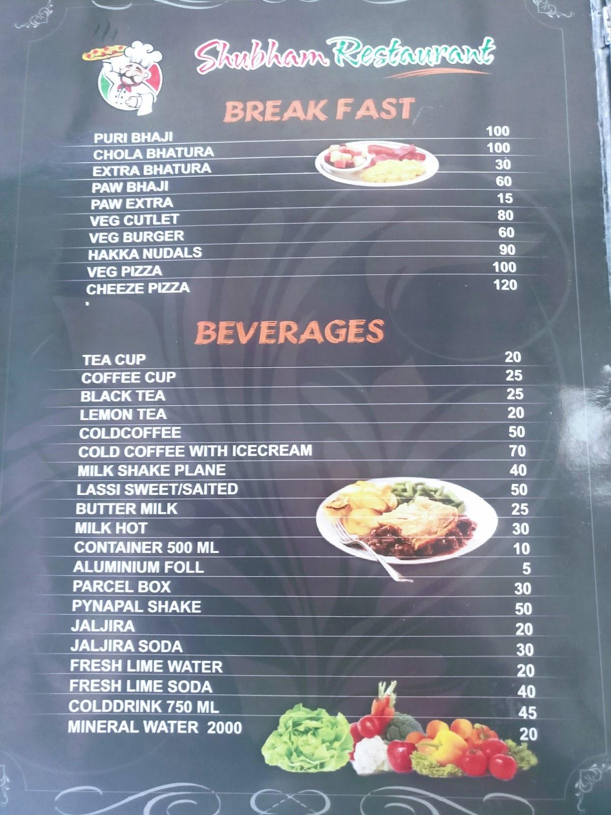 Shubham Restaurant menu