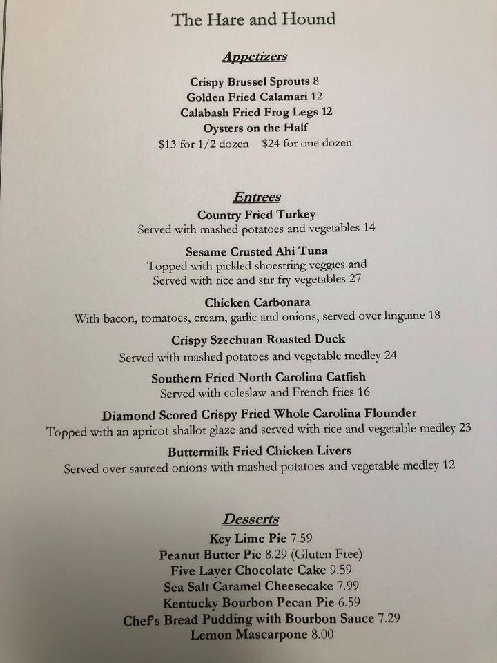 Menu at The Hare and Hound pub & bar, Landrum