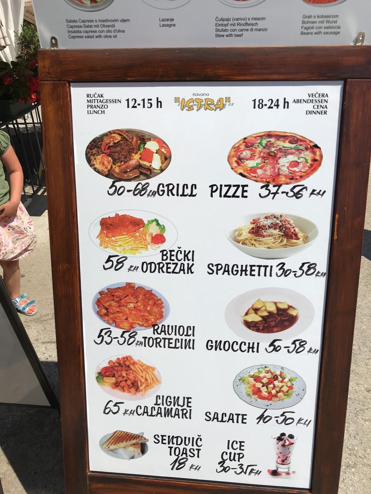 Menu di Kavana "Istra" 