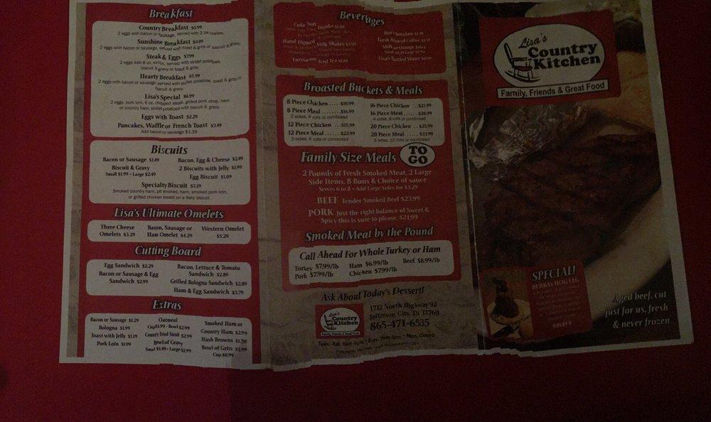 Menu at Lisa's Country Kitchen restaurant, Jefferson City