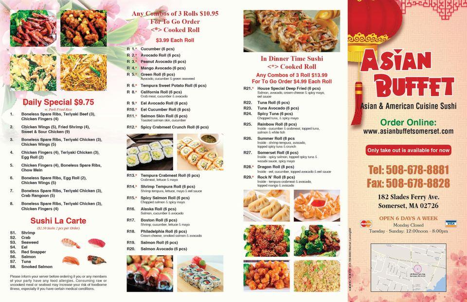 Menu at Asian Buffet restaurant, Somerset