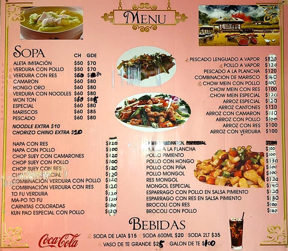 Menu at Happy Express restaurant, Mexicali