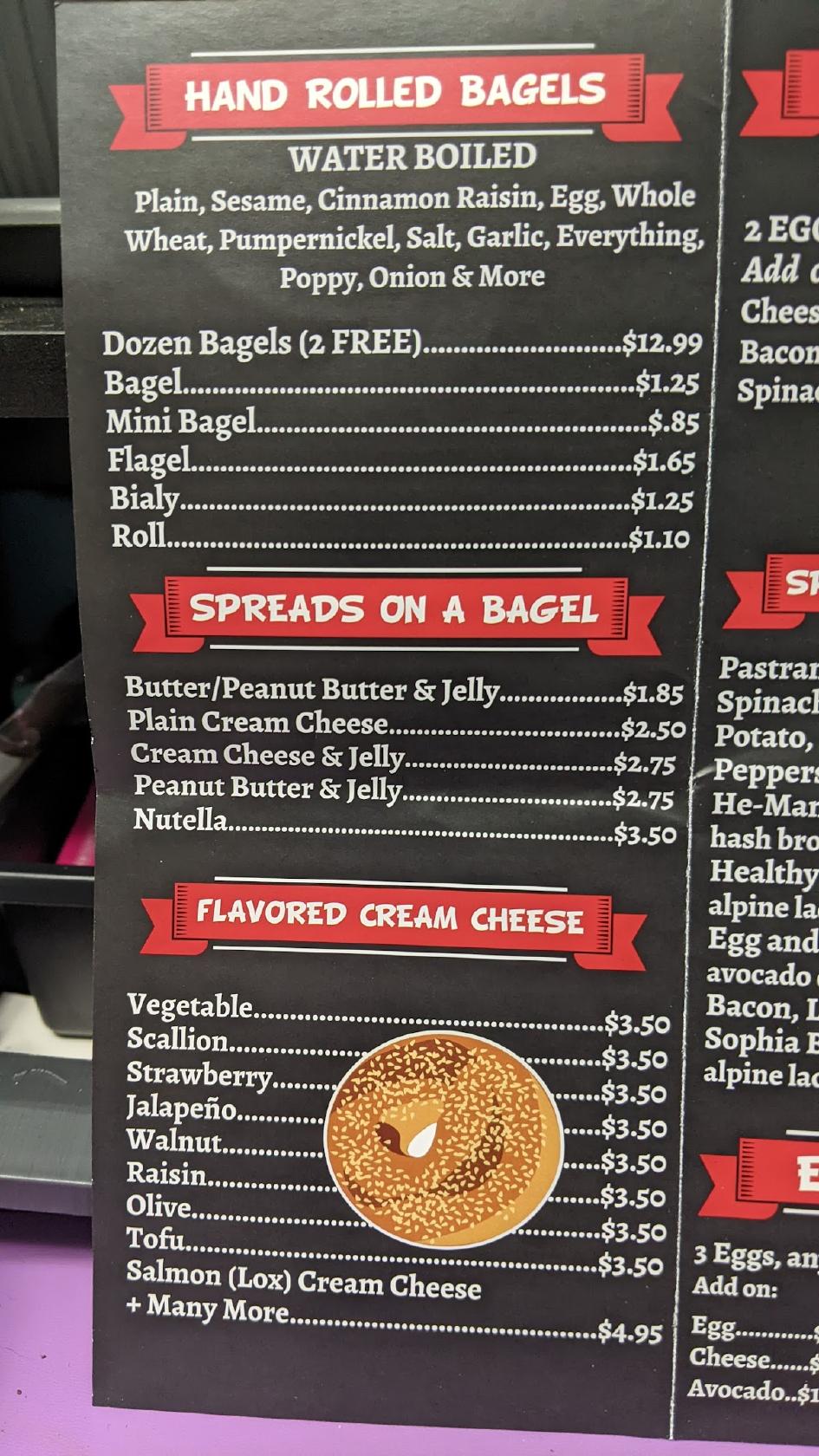 Menu at Middle Village Bagels, New York City, 7916 Eliot Ave