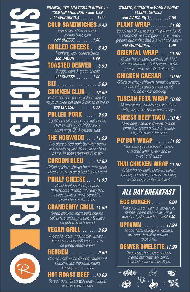 Menu at Roxi's Uptown Cafe, Selkirk