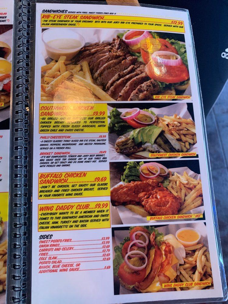 Menu at Wing Daddy's Sauce House restaurant, Little Elm