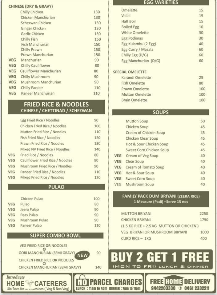 Home Kitchen Restaurant menu