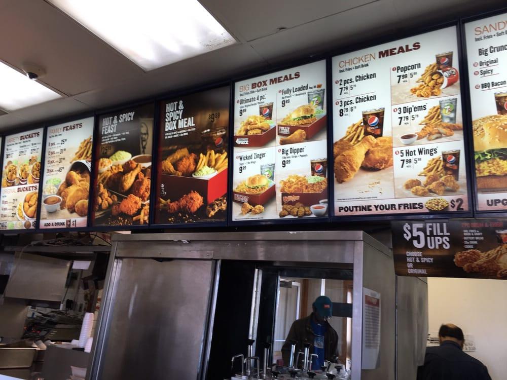 Menu at KFC fast food, Mississauga, 60 Dundas St E