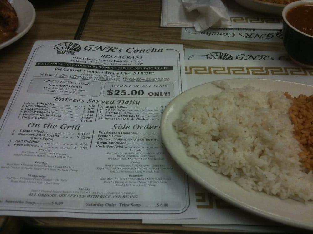 Menu at La Concha restaurant, Jersey City