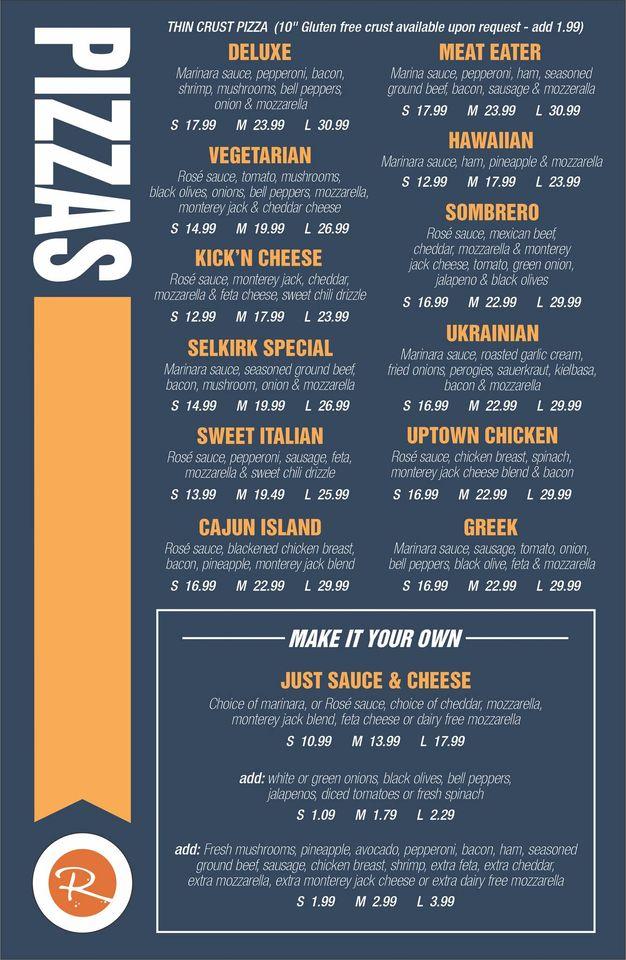 Menu at Roxi's Uptown Cafe, Selkirk