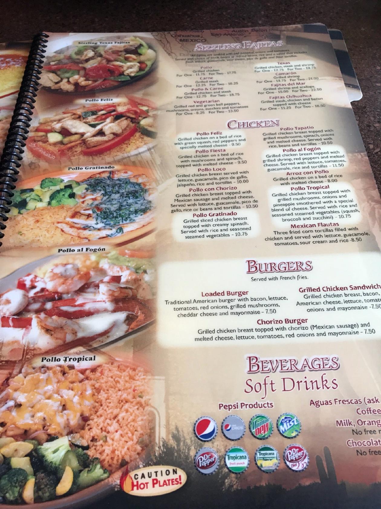 Menu at Santa Fe Mexican Grill restaurant, Kingsport